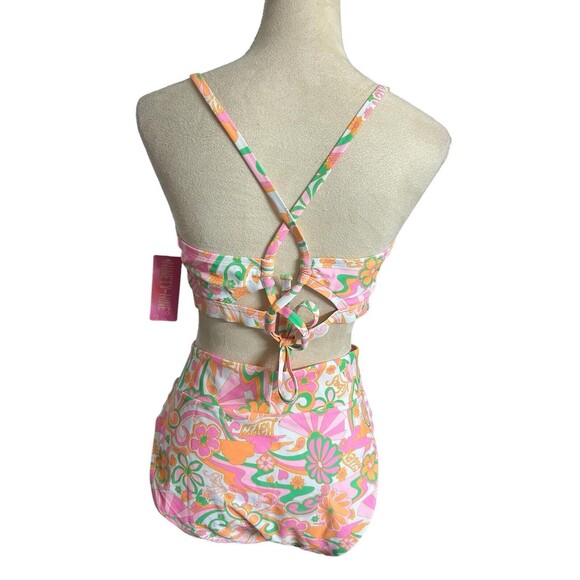 Ninety-Nine Swimsuit 690 Elect Vibe 2 pcs Floral Cut Out Bralette Plus 1X NWT - Picture 9 of 12